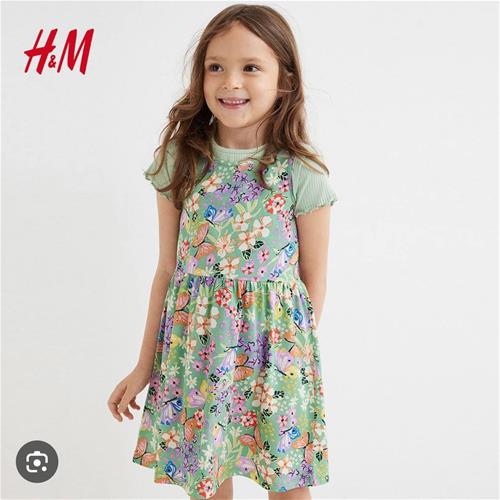 پیراهن نخی سبز مارک h&m کد6502652