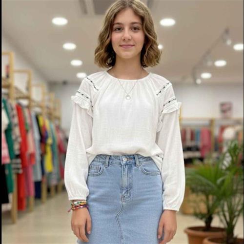 بلوز سفید طرحدار برندmango کد 2535565