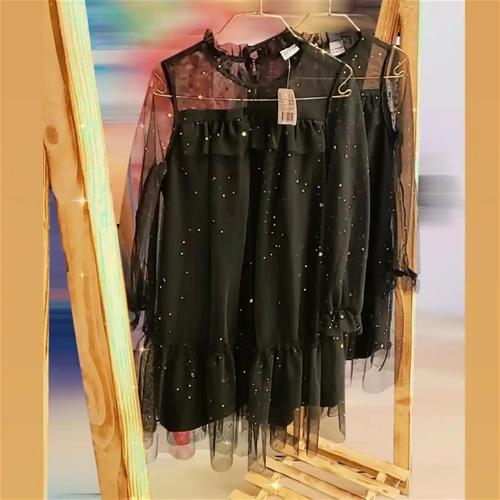 پیراهن شاین مشکی دخترانه ترک کد 2546882